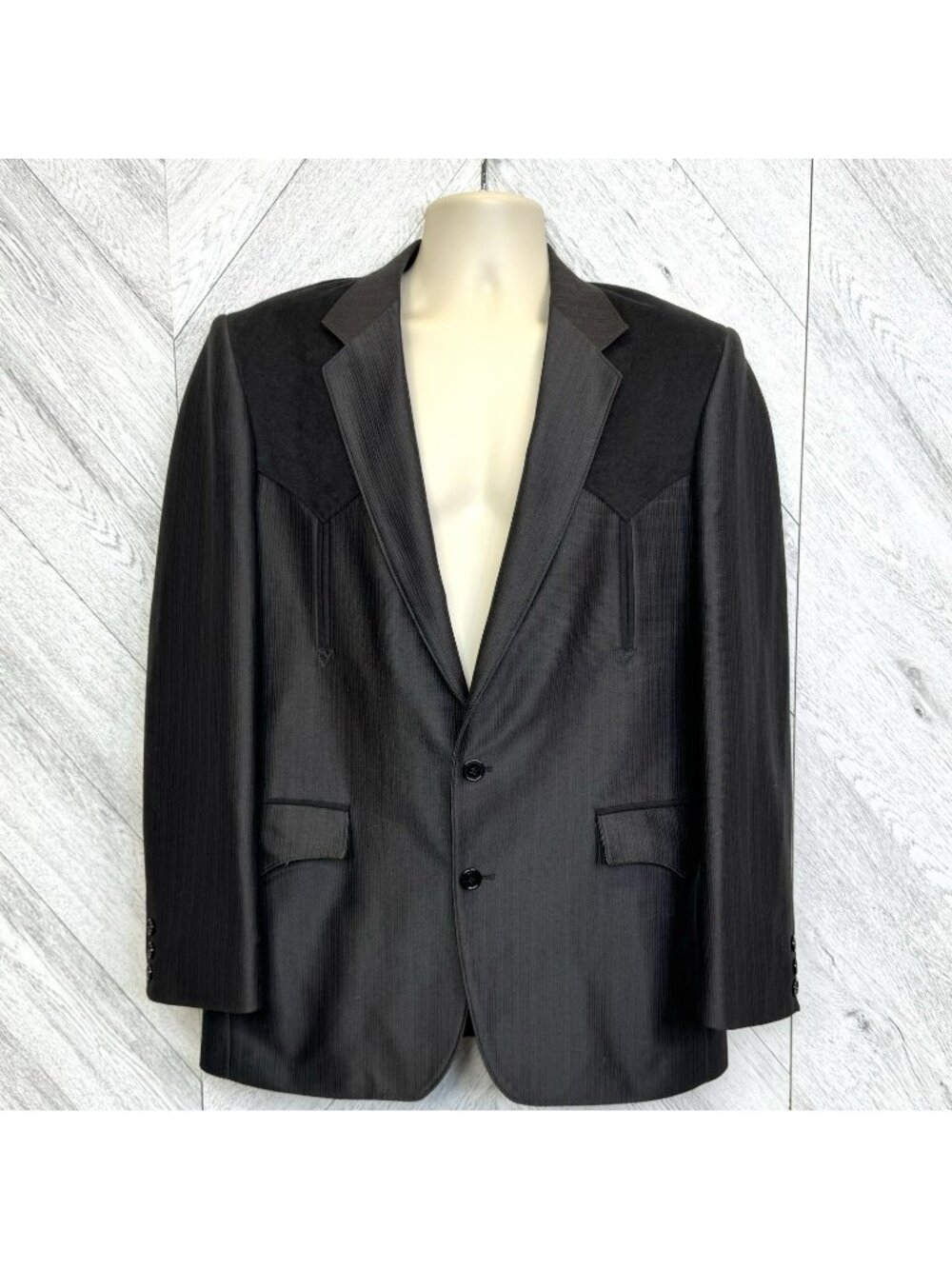 Circle S Dallas Texas Western Blazer Jacket Black Mens Size 40R Cowboy Ranch
